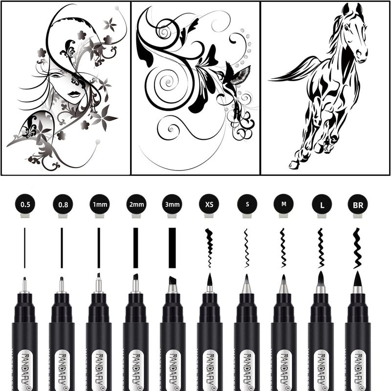 PANDAFLY Calligraphy Pen, 10 Size Calligraphy Pens for Writing, Brush Pens Calligraphy Set for Beginners, Hand Lettering Pen for Art Drawing, Sketching, Scrapbooking - Image 3